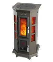 печь-камин отопительно-варочный тмф статика секста черная бронза #