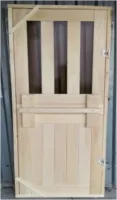 дверь деревянная, со стеклом, осина, (три прямоугольника) 2 петли 180*70 см, банный перец